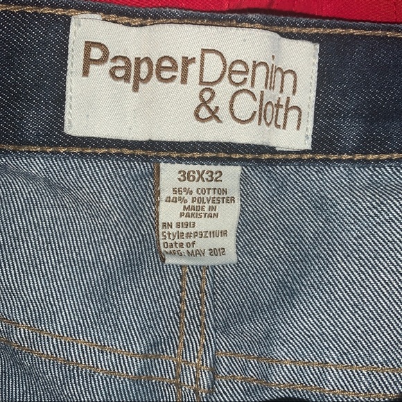 Paper Denim & Cloth PD&C Mens Size 36x32 Straight Blue Jeans Embroidered Pocket - Picture 4 of 7